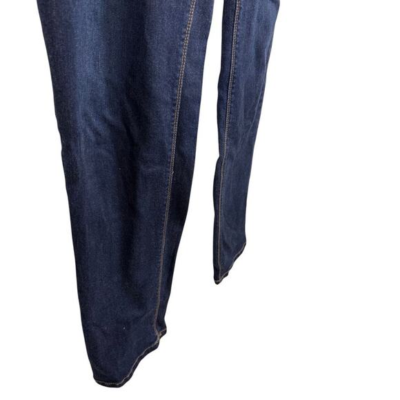 J Jill High Rise Straight Leg Stretch Dark Wash Distressed Jeans Denim 12 T - Picture 2 of 16
